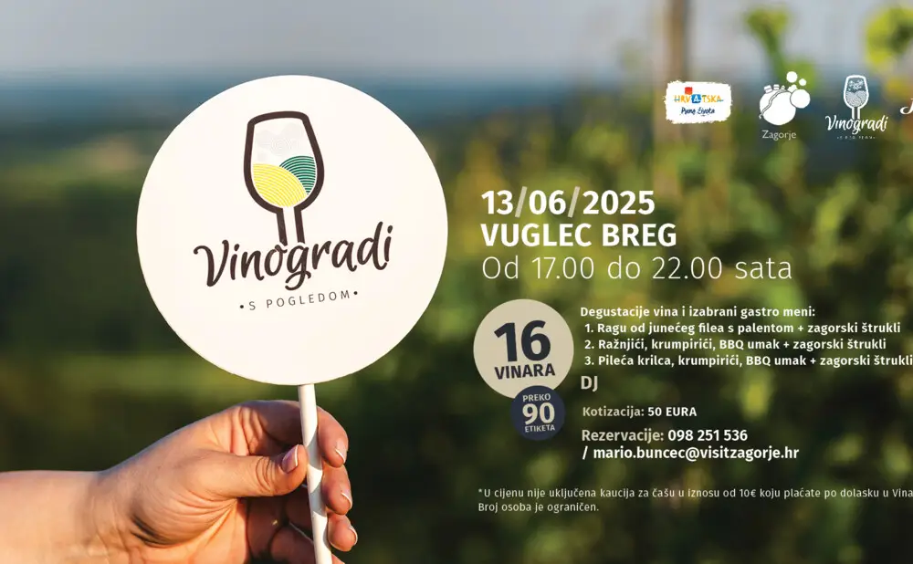 Zagorje strukli and meat specialities served during the wine event in the Croatian Zagorje region.