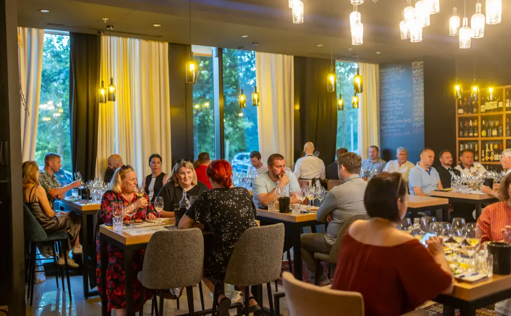 Sparkling and still wines by Croatian winemakers presented at a Zagreb wine bar.