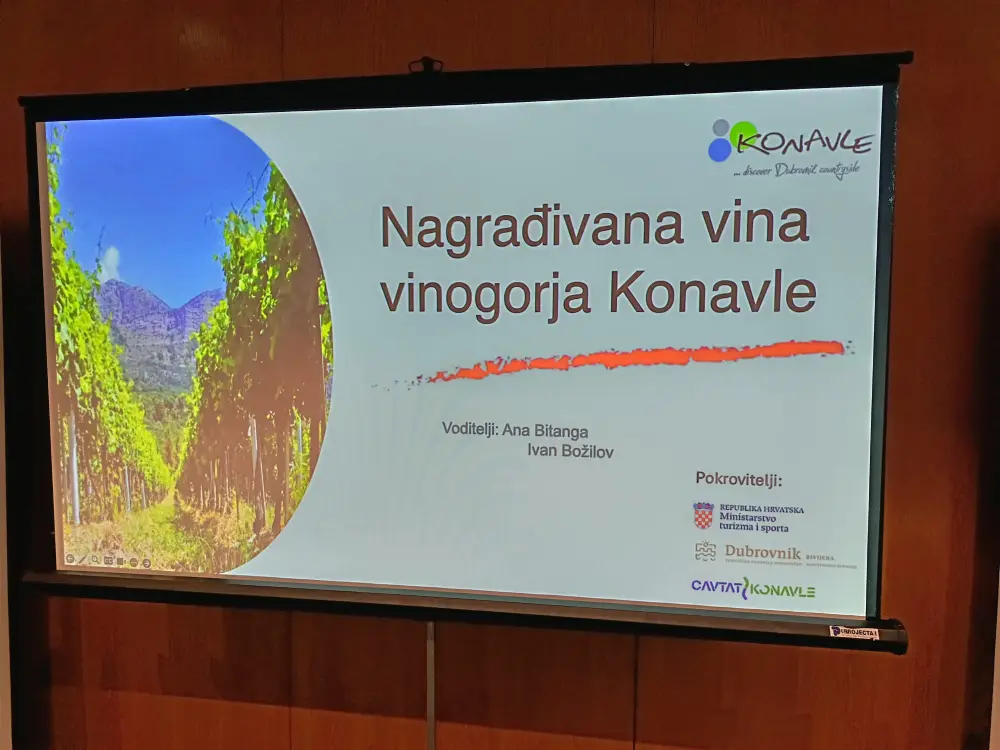 Vinski stručnjaci vode degustaciju konavoskih vina s naglaskom na terroir i autohtone sorte.