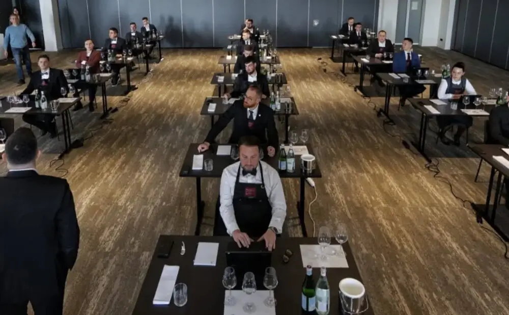Finalists of the 2025 Croatian Sommelier Championship during the competition at the Ambasador hotel in Opatija.