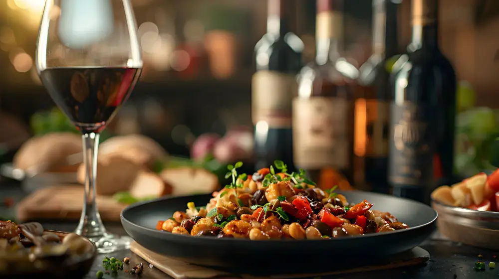 Food and wine pairing at the table