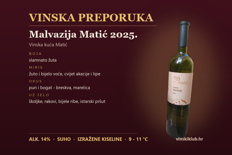 Vinska preporuka: Malvazija Matić 2025 — Vinska kuća Matić
