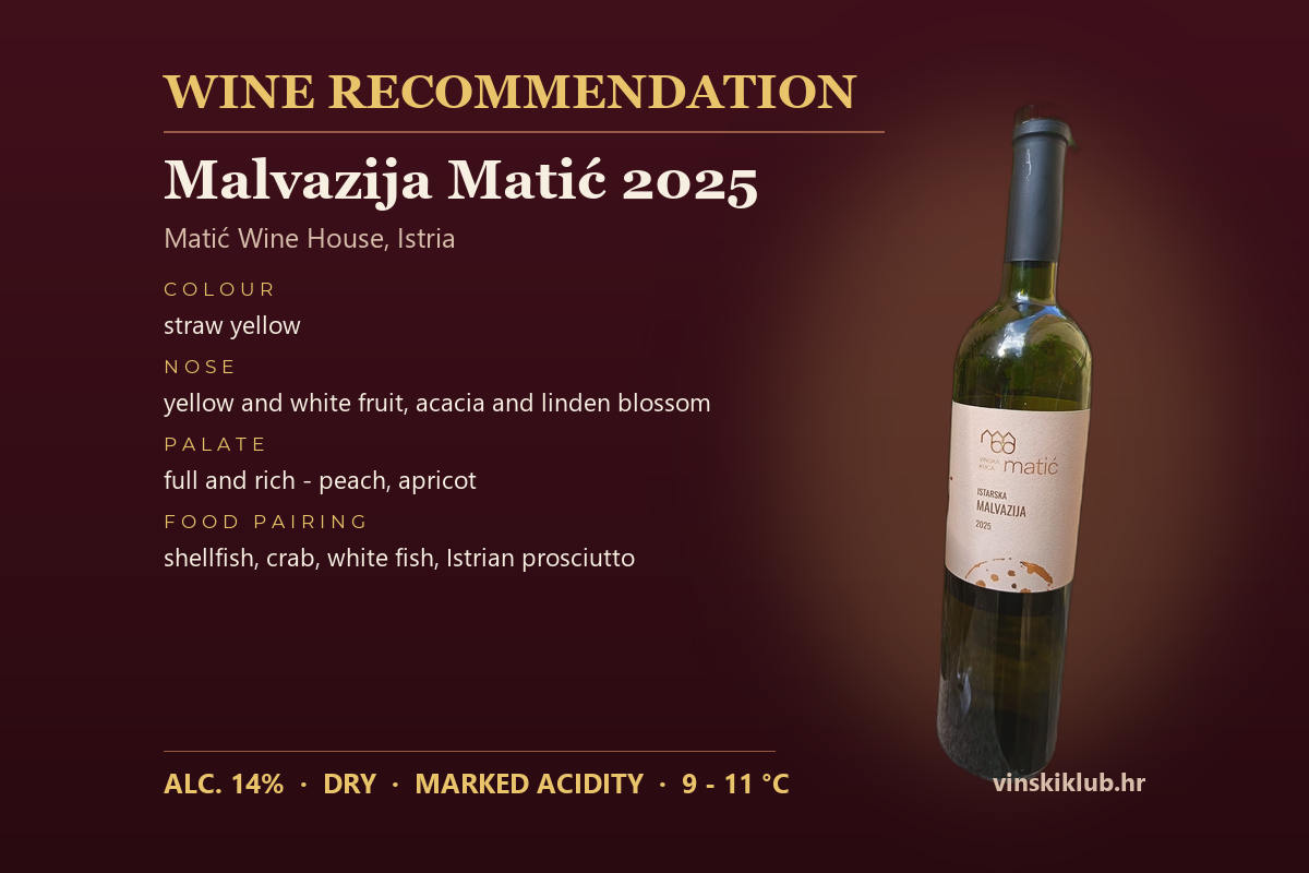 Wine recommendation: Malvazija Matić 2025